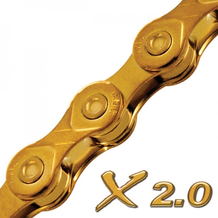 Велосипедная цепь KMC X10 TI-N на 10 скоростей 112 звеньев 1/2" x 11/128" золотая
