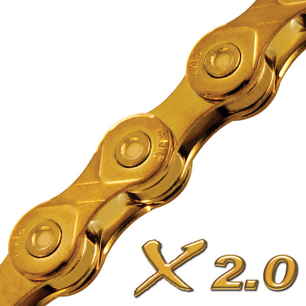 Велосипедная цепь KMC X10 TI-N на 10 скоростей 112 звеньев 1/2" x 11/128" золотая