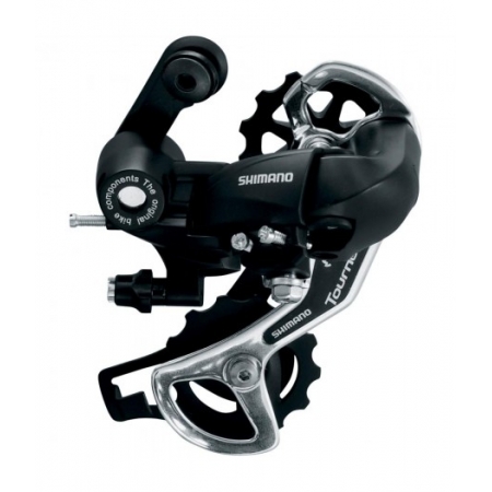 Переключатель задний Shimano RD-TX35 на 6/7 скоростей длинная лапка черно-серебристый