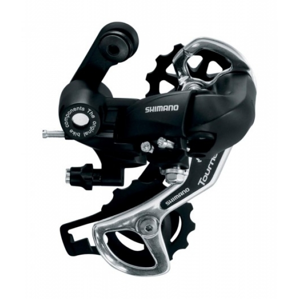 Переключатель задний Shimano RD-TX35 на 6/7 скоростей длинная лапка черно-серебристый