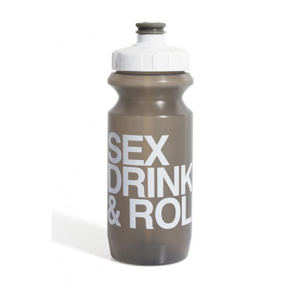 Фляга 0,6 л Green Cycle Sex Drink & Roll серая с белой крышкой