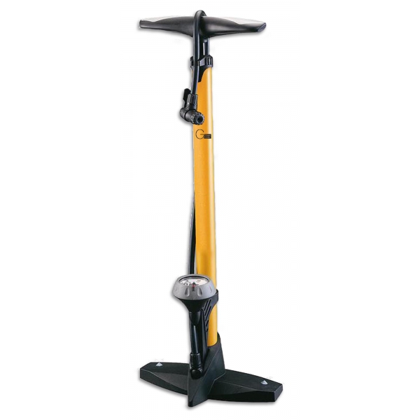 Напольный насос Green Cycle GCP-55P стальной с манометром Presta и Schrader 160 psi желтый
