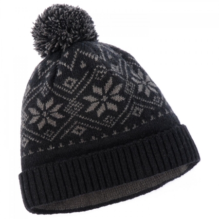 Шапка Kombi Pom Pom черная с белым рисунком