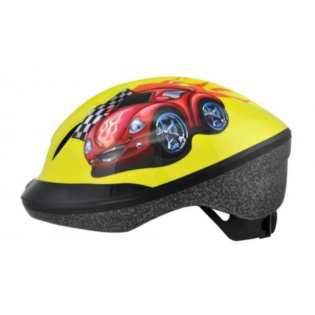 Детский шлем Longus FUNN 2.0 Red Car Turn размер 48-54 см желтый