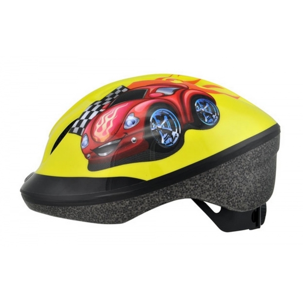 Детский шлем Longus FUNN 2.0 Red Car Turn размер 48-54 см желтый