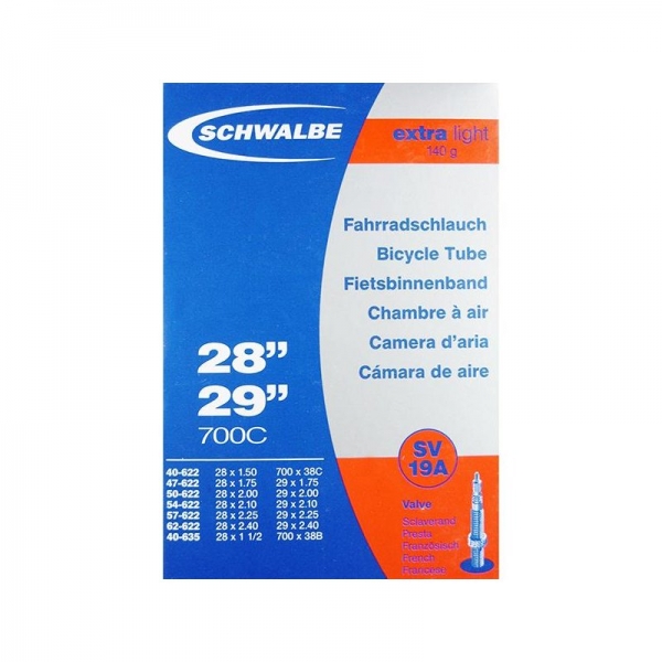 Камера 27.5"-29" x 1.50"-2.40" (40/62-584/635) Schwalbe SV19A ниппель SV 40 мм Extra Light AGV