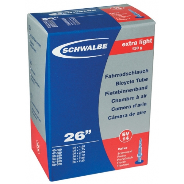 Камера 26" x 1.50"-2.35" (40/60-559) Schwalbe SV14 ниппель SV 40 мм Extra Light AGV
