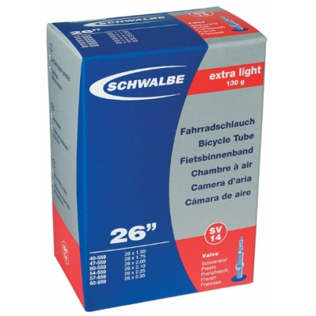 Камера 26" x 1.50"-2.35" (40/60-559) Schwalbe SV14 ниппель SV 60 мм Extra Light AGV
