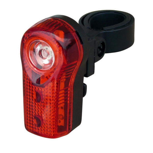 Фонарь задний Longus 0,5W LED+3LED 3 режима крепление и батарейки в комплекте красный