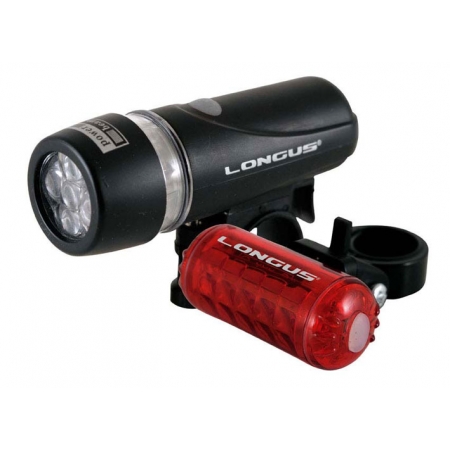 Комплект фонарей передний Longus 5LED 4 режима задний 5LED 5 режимов крепление и батарейки в комплекте