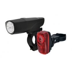 Комплект фонарей передний Longus 1W LED 4 режима задний 0,5W+2LED 3 режима крепление и батарейки в комплекте