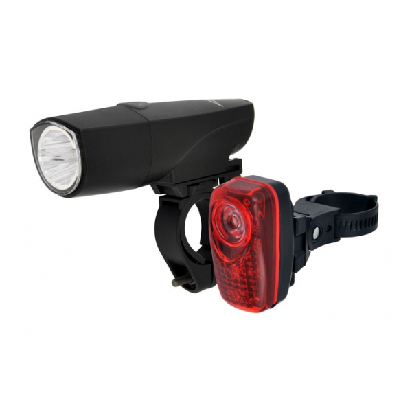 Комплект фонарей передний Longus 1W LED 4 режима задний 0,5W+2LED 3 режима крепление и батарейки в комплекте
